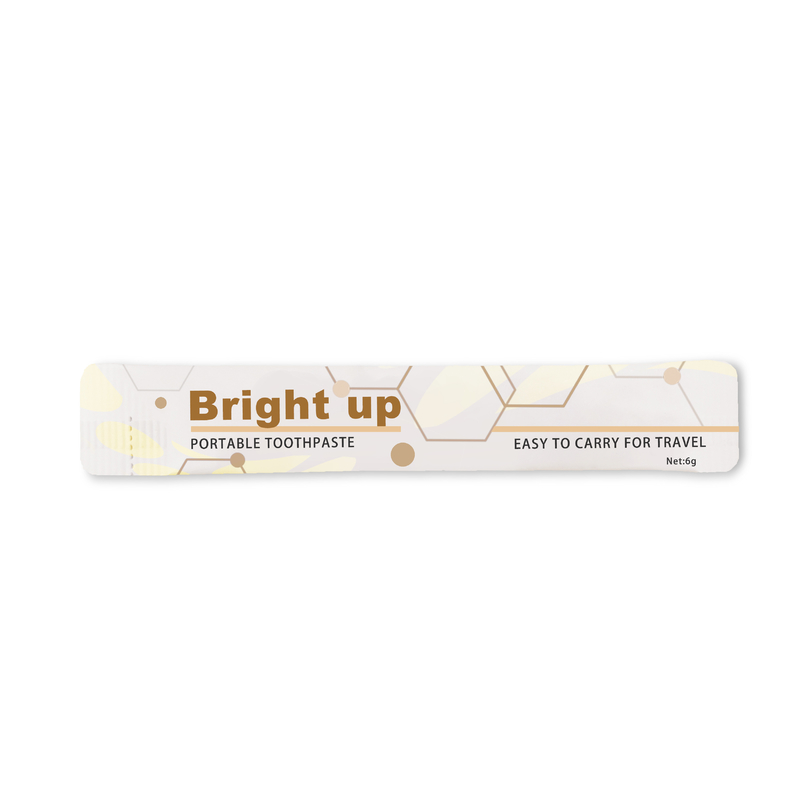 crema dental tamaño pequeño del sabor de la menta 6g dos veces un embalaje de la bolsa de papel del día degradable