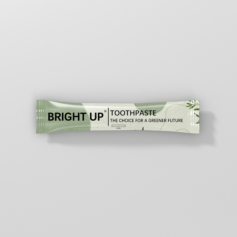 crema dental tamaño pequeño del sabor de la menta 6g dos veces un embalaje de la bolsa de papel del día degradable