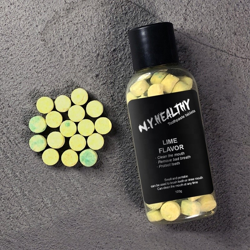 Las tabletas amistosas de la crema dental de Eco con el fluoruro ponen a cero la mordedura fácil libre plástica de las etiquetas inútiles de la crema dental