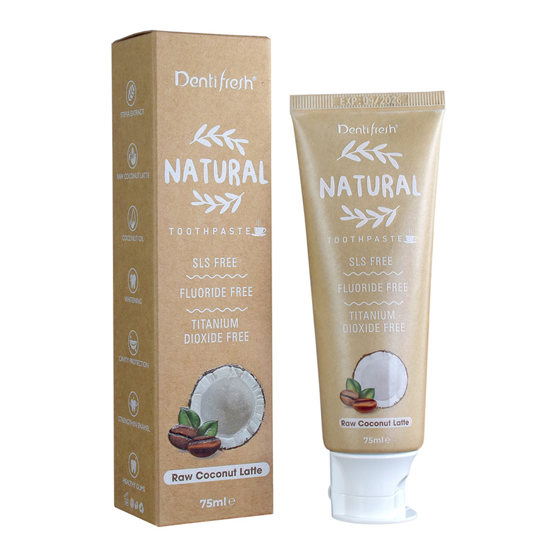 95g De blanqueamiento de dientes Pastas dentales crudas naturales de coco con sabor ácido SLS Esencia de hierbas libres Extracto de pasta de dientes