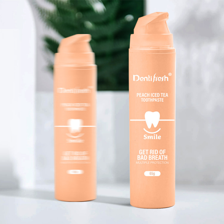 No irritante Dientes orgánicos Blanqueador de dientes botella de bomba natural Pastas dentales Limón Mango Sabor a fresa