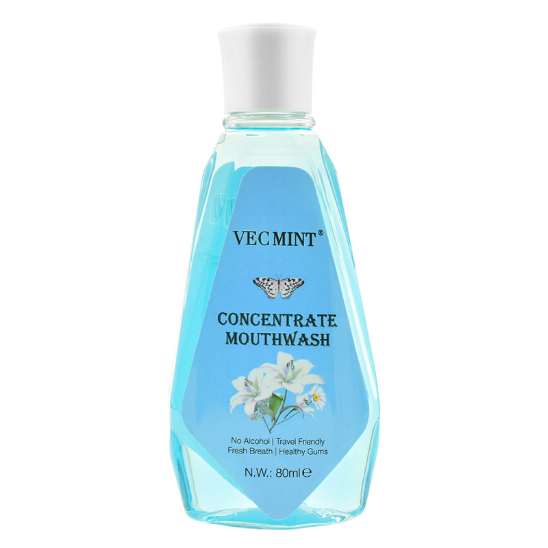 VECMINT Libre de alcohol 80 ml Sabores florales Antibácterico Concentrado Enjuague bucal Enjuague oral Limpieza dental