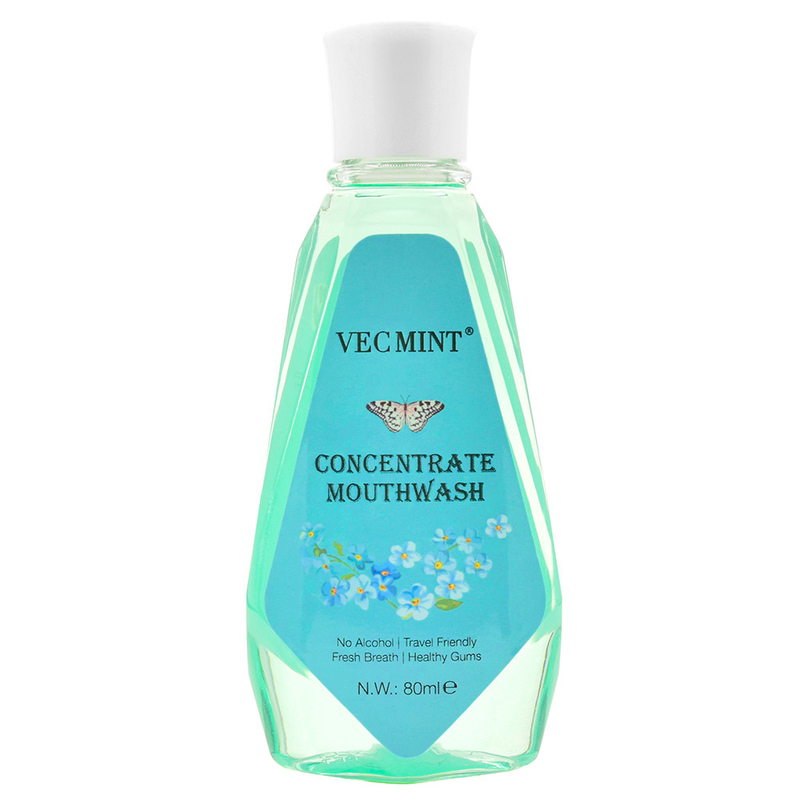 VECMINT Libre de alcohol 80 ml Sabores florales Antibácterico Concentrado Enjuague bucal Enjuague oral Limpieza dental