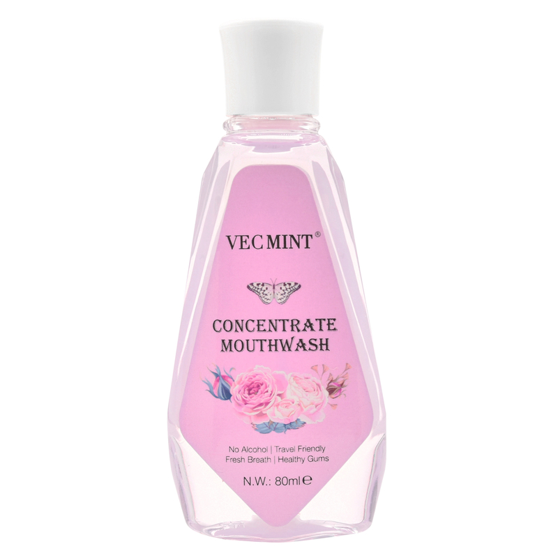 VECMINT Libre de alcohol 80 ml Sabores florales Antibácterico Concentrado Enjuague bucal Enjuague oral Limpieza dental