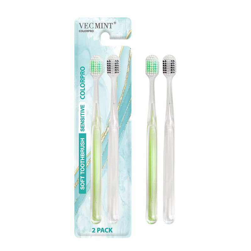 Venta al por mayor de lujo de cristal de dientes blanqueador de cepillo de dientes de alta densidad de limpieza profunda cristal claro de cepillo mango de diente