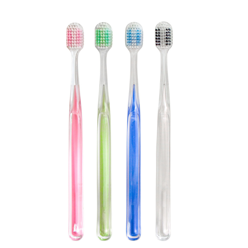 Venta al por mayor de lujo de cristal de dientes blanqueador de cepillo de dientes de alta densidad de limpieza profunda cristal claro de cepillo mango de diente