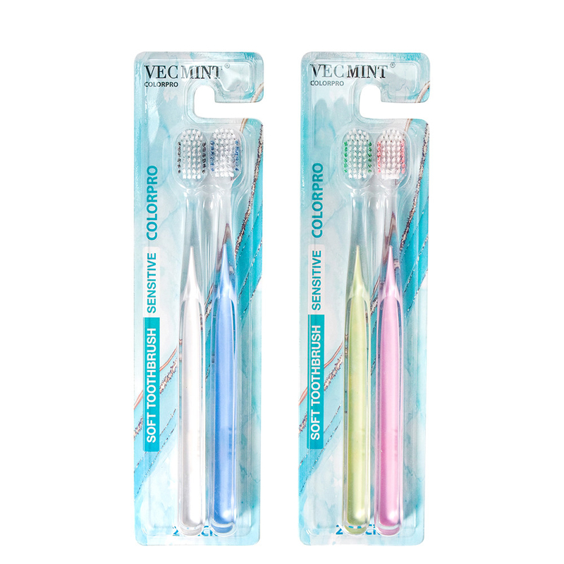 Venta al por mayor de lujo de cristal de dientes blanqueador de cepillo de dientes de alta densidad de limpieza profunda cristal claro de cepillo mango de diente