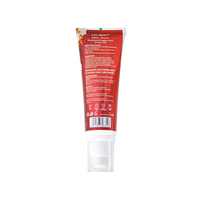 VECMINT ESENCIA HERBAL Nano-hidroxiyapatile Remineralización de la pasta de dientes 100g para dientes sanos Venta en caliente de la fábrica Entrega directa