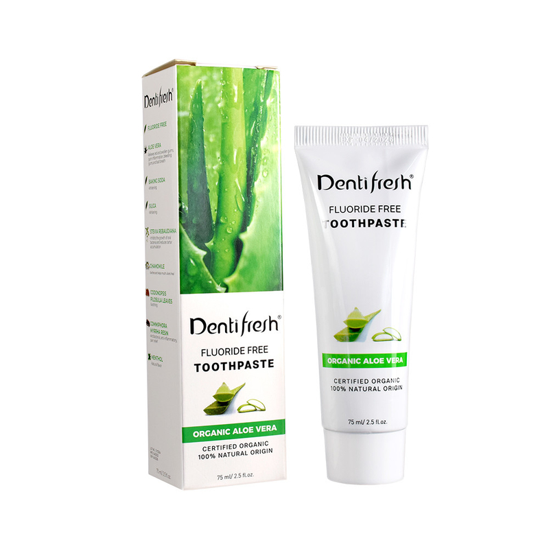 DENTIFRESH Pasta dental de Aloe Vera natural y certificada 75 ml para niños adultos sin fluoruro