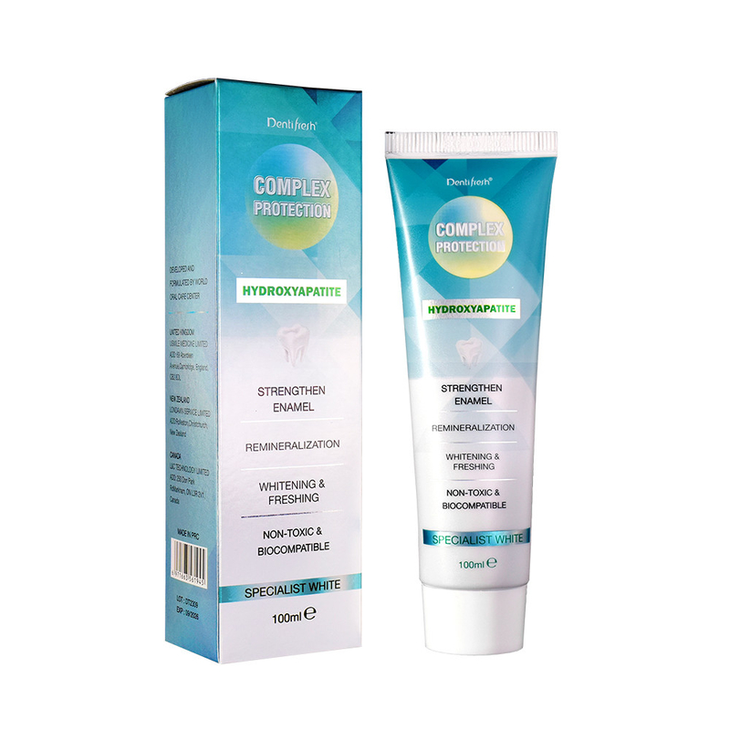 DENTIFRESH 100 g de pasta de dientes de hidroxiapatita de sabor a menta Pasta de dientes para adultos con logotipo personalizado