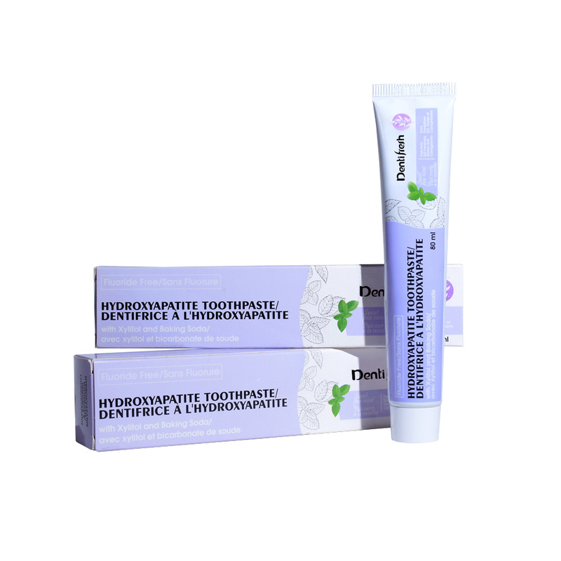 Fluoruro Dentifresh - pasta de dientes gratuita, 80 ml - fórmula de hidroxiapatita con xilitol y bicarbonato de sodio para la salud oral