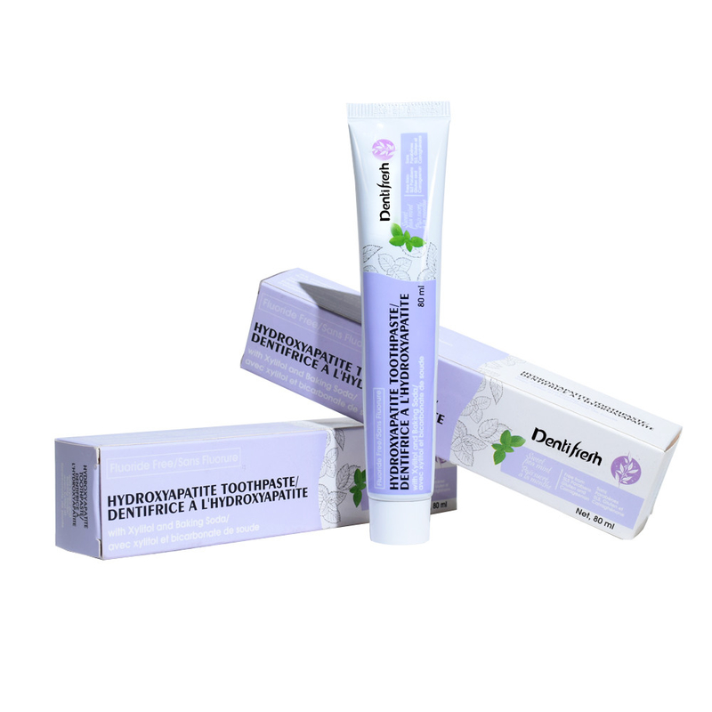 Fluoruro Dentifresh - pasta de dientes gratuita, 80 ml - fórmula de hidroxiapatita con xilitol y bicarbonato de sodio para la salud oral