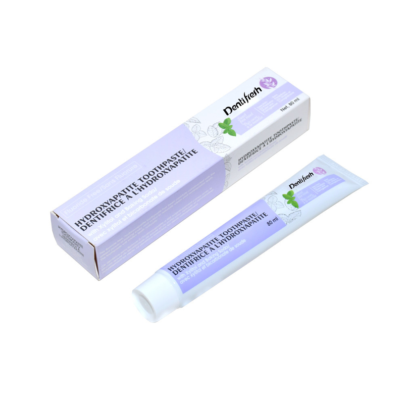 Fluoruro Dentifresh - pasta de dientes gratuita, 80 ml - fórmula de hidroxiapatita con xilitol y bicarbonato de sodio para la salud oral