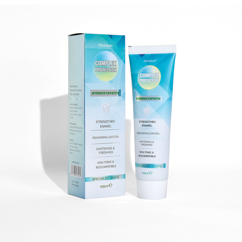 DENTIFRESH 100 g de pasta de dientes de hidroxiapatita de sabor a menta Pasta de dientes para adultos con logotipo personalizado
