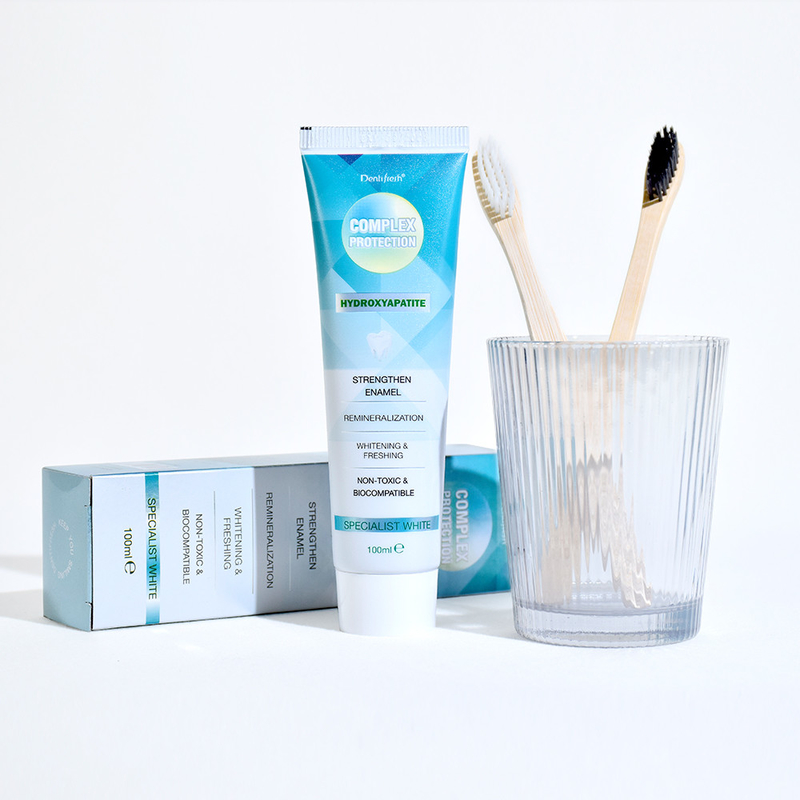 DENTIFRESH 100 g de pasta de dientes de hidroxiapatita de sabor a menta Pasta de dientes para adultos con logotipo personalizado