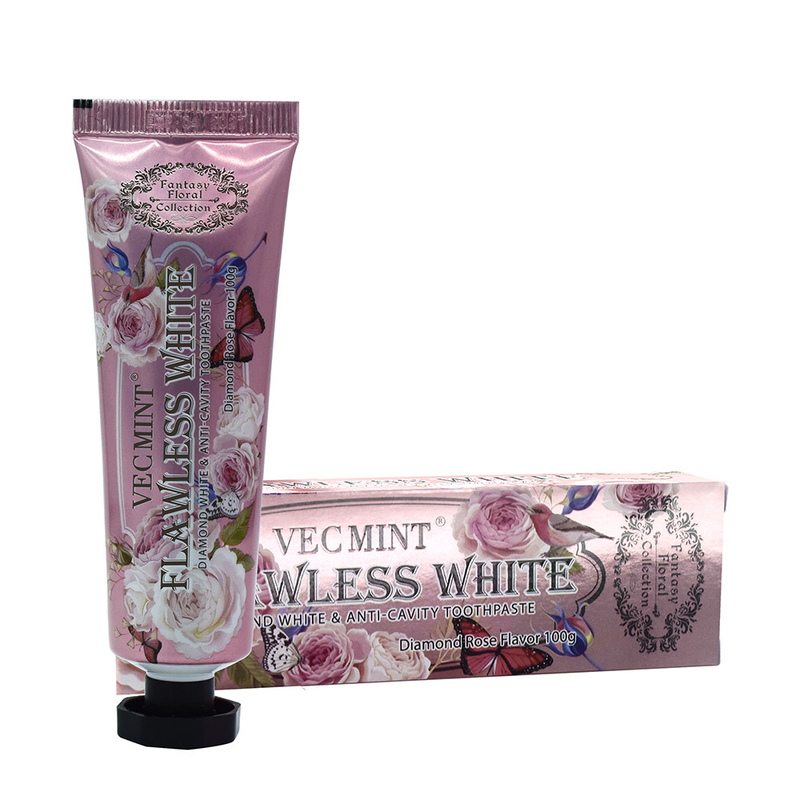 VECMINT pasta de dientes rosa 100g pasta de dientes para dientes sanos colección floral de lujo venta en caliente fábrica entrega directa