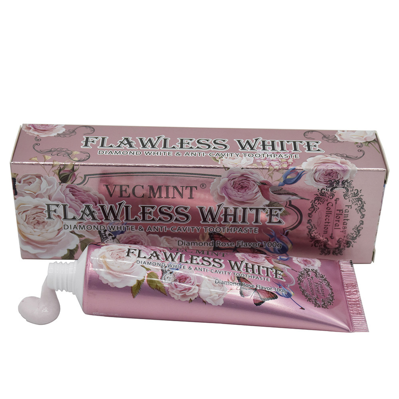 VECMINT pasta de dientes rosa 100g pasta de dientes para dientes sanos colección floral de lujo venta en caliente fábrica entrega directa