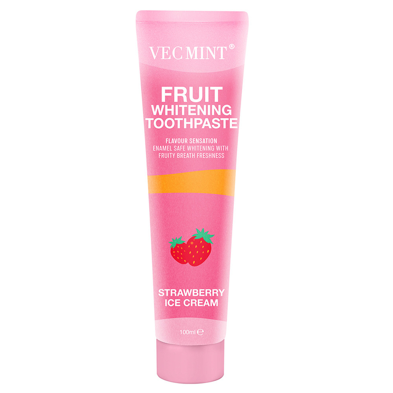Vecmint 100ml Frutas - Con sabor de blanqueamiento de pasta de dientes - 4 deliciosos sabores, esmalte - Blanqueamiento seguro y frescura de frutas