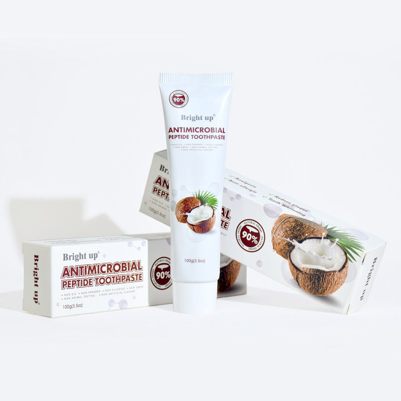 Pasta dental de péptidos antimicrobianos de alta calidad, 100 g (3.5 oz) por tubo de aceite de coco al por mayor