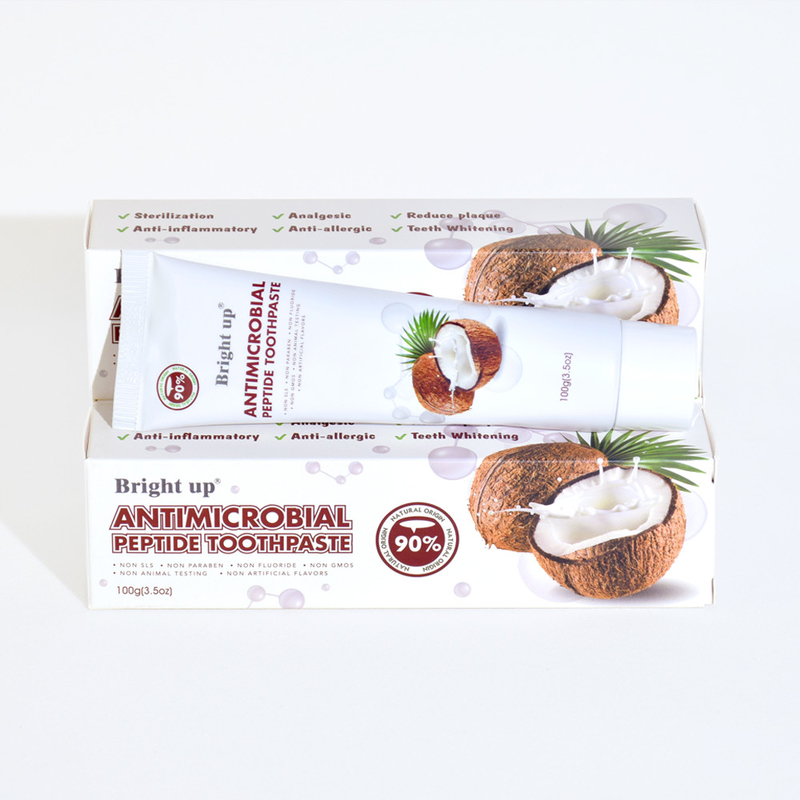 Pasta dental de péptidos antimicrobianos de alta calidad, 100 g (3.5 oz) por tubo de aceite de coco al por mayor