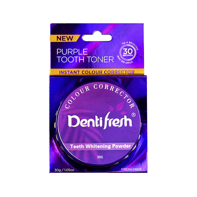 Corrección de color instantáneo de los dientesTonante dental púrpura fresco Polvo blanqueador de dientes, 30G, menta fresca