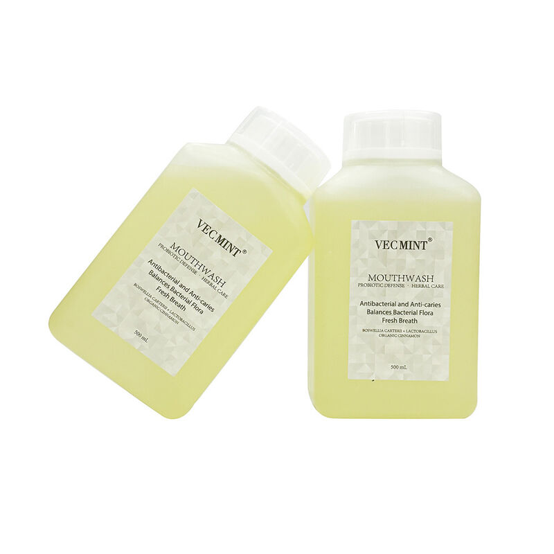 VECMINT Probiótico Defensa Enjuague bucal a base de hierbas - Antibacteriano Anticávido Enjuague oral (Equilibrio de la flora bacteriana y aliento fresco) 500 ml a granel