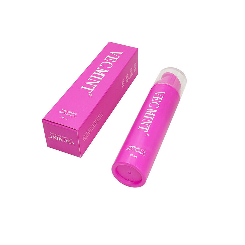 VECMINT Cherry Blossom pasta dental 50mL - diseño de botella de bomba pasta de cuidado oral libre de fluoruro para dientes suaves limpio y aliento fresco