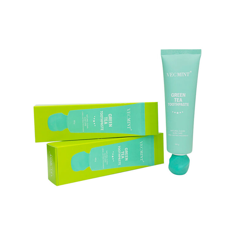 Pasta dental de té verde fresca de larga duración todo el día VECMINT - 100% de ingredientes naturales, limpio y natural con cuidado oral de frescura extendida (100 g)