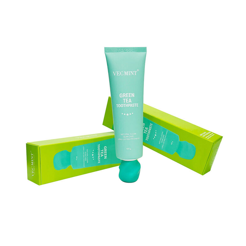 Pasta dental de té verde fresca de larga duración todo el día VECMINT - 100% de ingredientes naturales, limpio y natural con cuidado oral de frescura extendida (100 g)