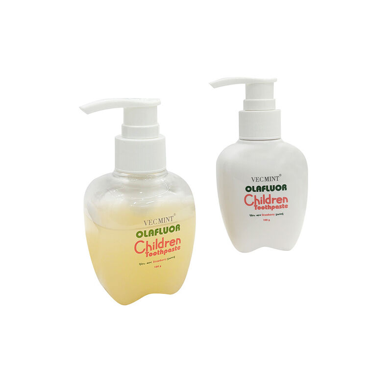 Pasta de dientes OLAFluor para niños de VECMINT - Botella con bomba de 100 g Sabor a fresa Pasta de dientes segura para el cuidado bucal diario de los niños