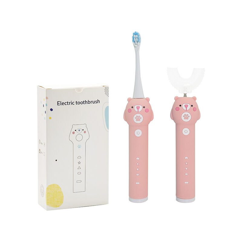 Cepillo de dientes eléctrico para niños Baby Blue Bear - 2 cabezales (cerdas suaves) Cepillo de dientes sónico resistente al agua con 3 modos para niños de 3 a 15 años Kit de cuidado bucal