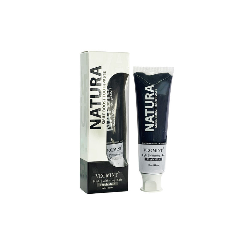 Pasta dental de carbón activo libre de crueldad que combina polvo de perla negra y carbón activado para un cuidado bucal superior