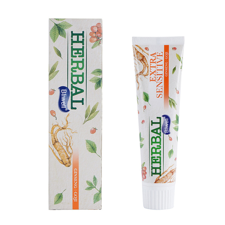La crema dental que blanquea herbaria preciosa una variedad de extractos herbarios blanquea los dientes para proteger gomas sensibles